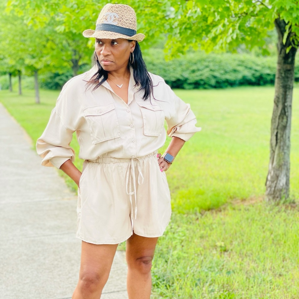 #25 Khaki Romper - Picture 3 of 4